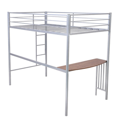 Silver Twin Over Full Size Metal Bunk Bed with Desk - FurniFindUSA