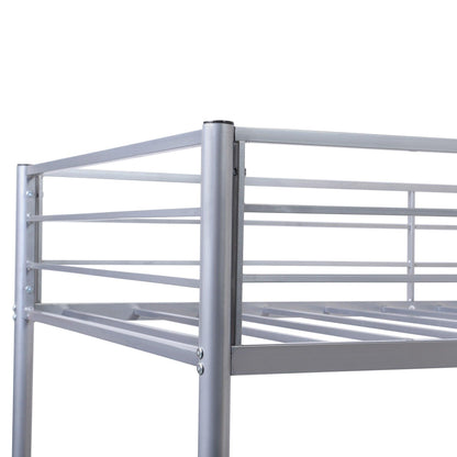 Silver Twin Over Full Size Metal Bunk Bed with Desk - FurniFindUSA