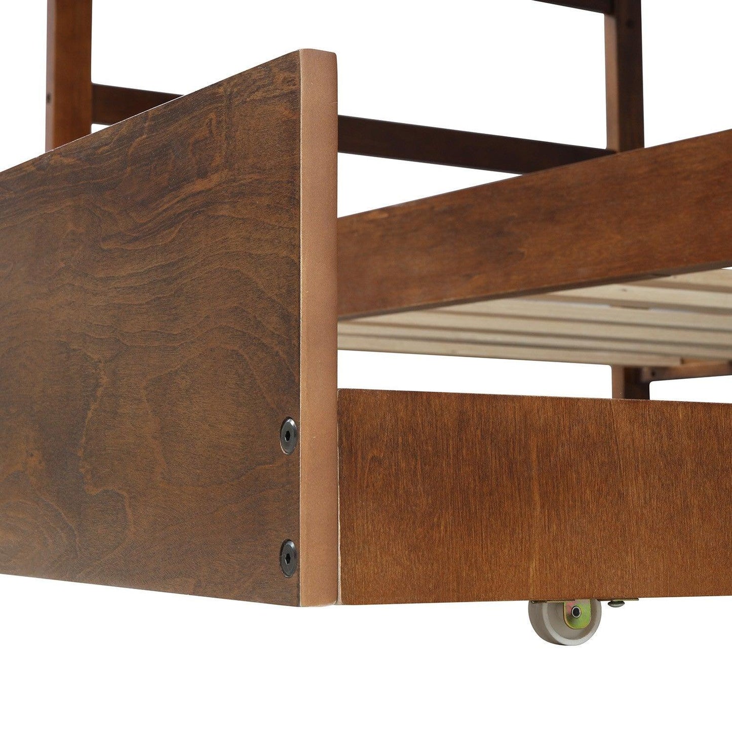 Walnut Twin Over Twin Bunk Bed with Trundle - FurniFindUSA