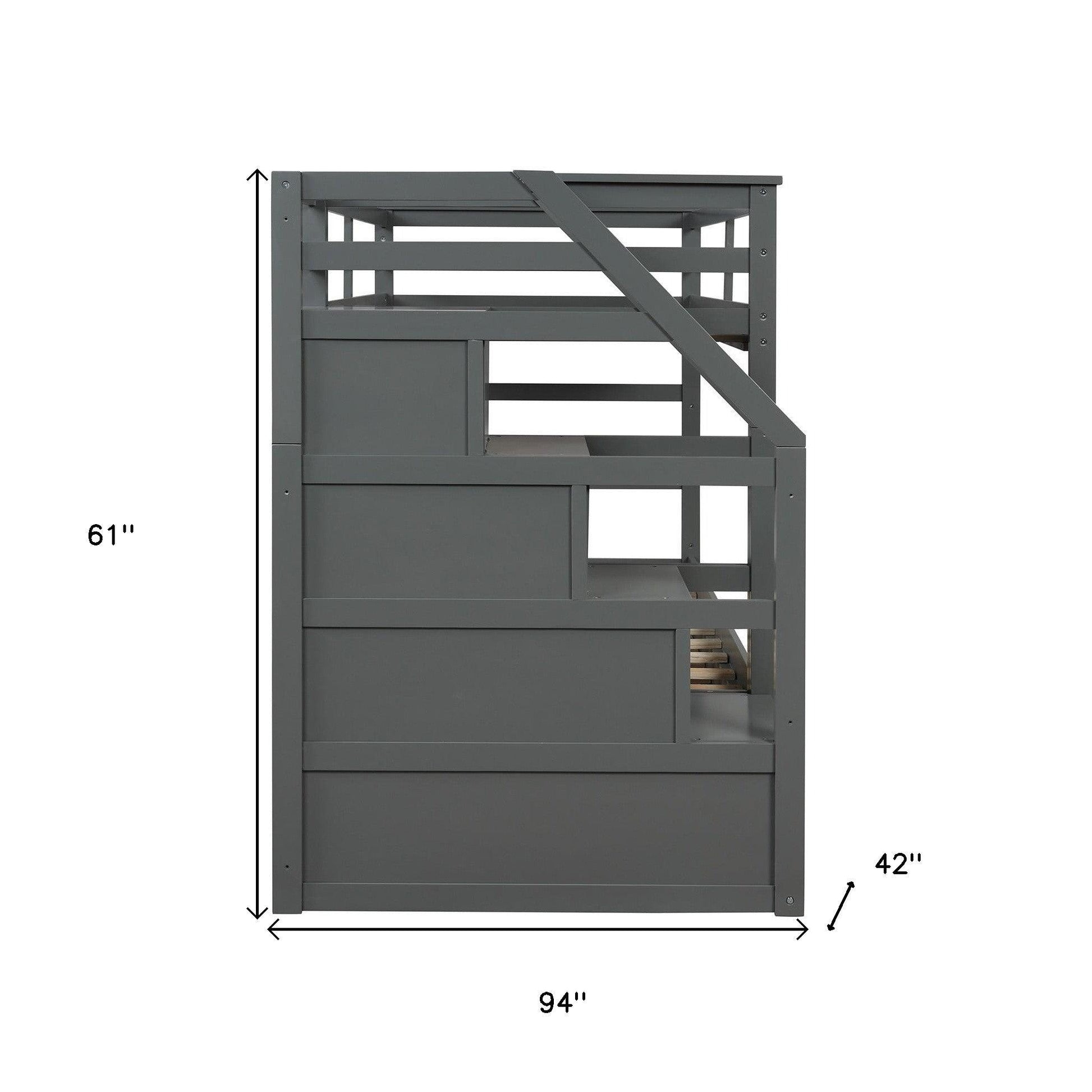 Gray Twin Over Twin Bunk Bed with Trundle - FurniFindUSA