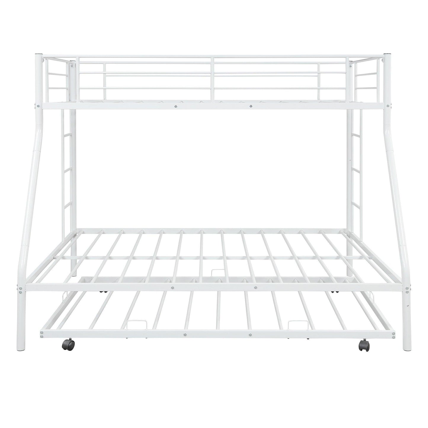 White Twin Over Full Size Bunk Bed with Trundle - FurniFindUSA