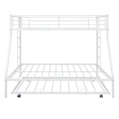 White Twin Over Full Size Bunk Bed with Trundle - FurniFindUSA