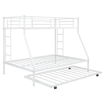 White Twin Over Full Size Bunk Bed with Trundle - FurniFindUSA