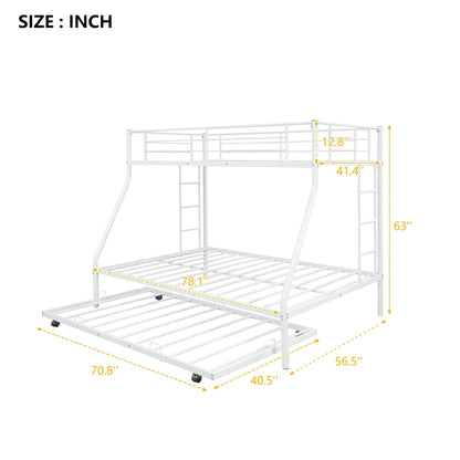 White Twin Over Full Size Bunk Bed with Trundle - FurniFindUSA