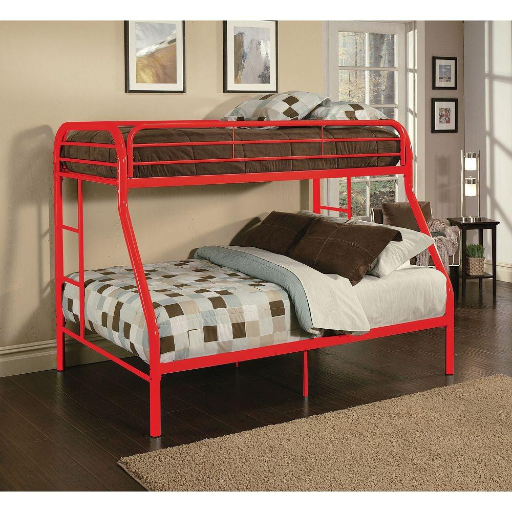 Red Twin Over Full Size Bunk Bed - FurniFindUSA