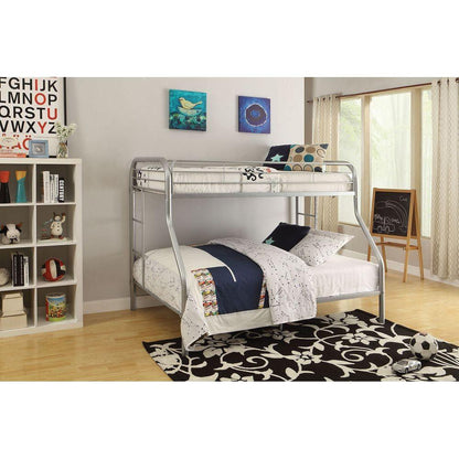 Silver Twin Over Full Size Bunk Bed - FurniFindUSA