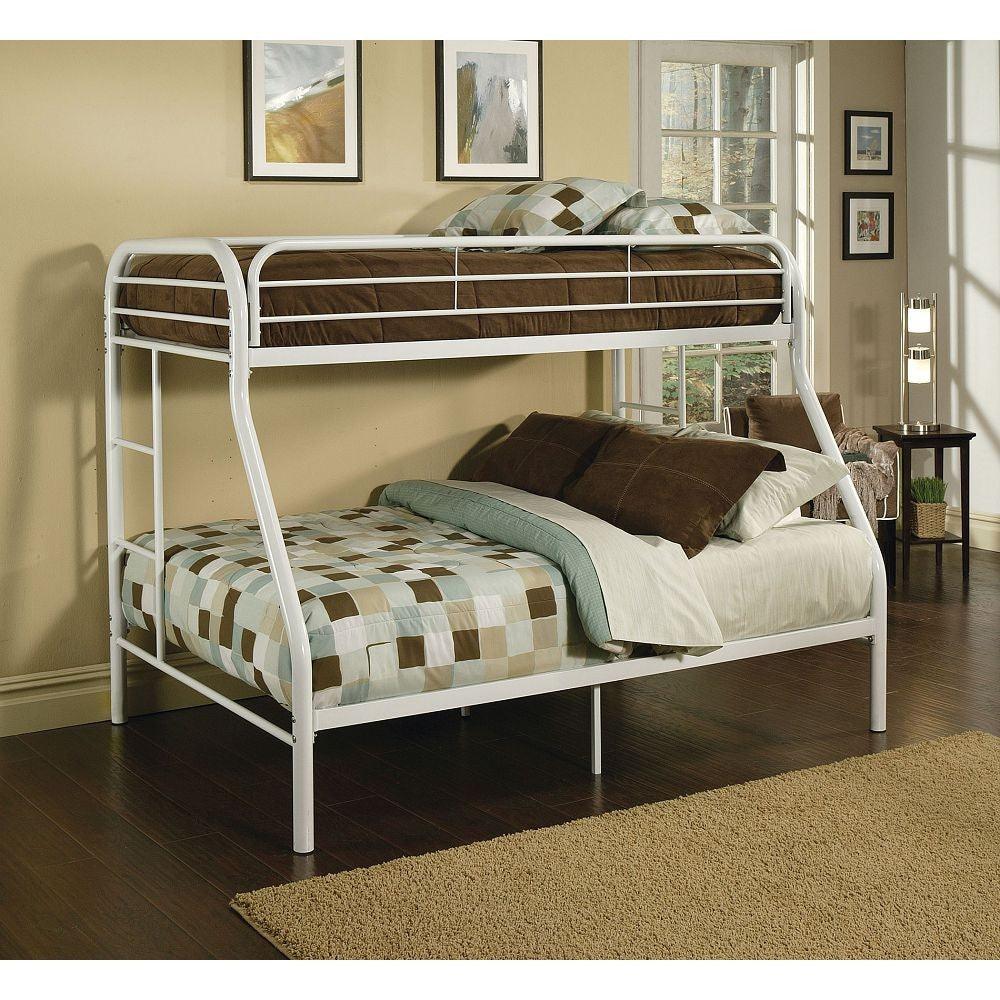 White Twin Over Full Size Bunk Bed - FurniFindUSA