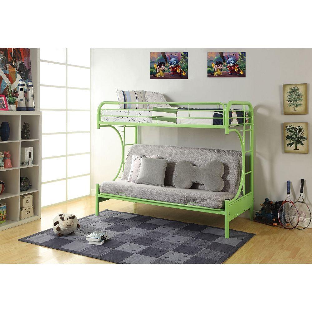 Green Twin Over Full Futon Bunk Bed - FurniFindUSA