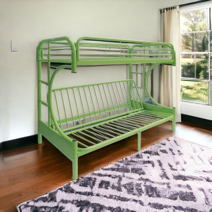 Green Twin Over Full Futon Bunk Bed - FurniFindUSA