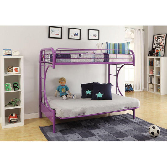 Purple Twin Over Full Futon Bunk Bed - FurniFindUSA