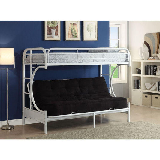 White Twin Over Full Futon Bunk Bed - FurniFindUSA