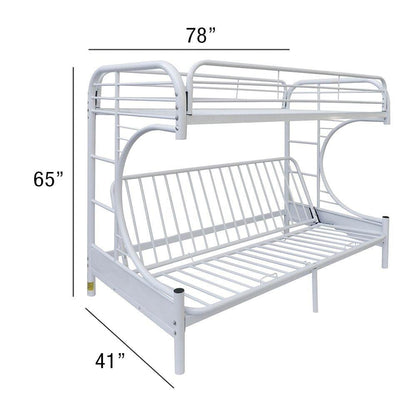 White Twin Over Full Futon Bunk Bed - FurniFindUSA