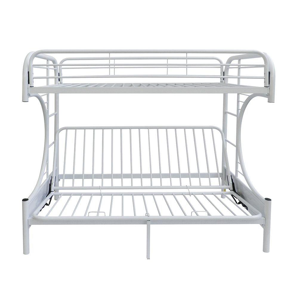 White Twin Over Full Futon Bunk Bed - FurniFindUSA