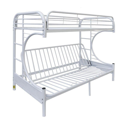 White Twin Over Full Futon Bunk Bed - FurniFindUSA