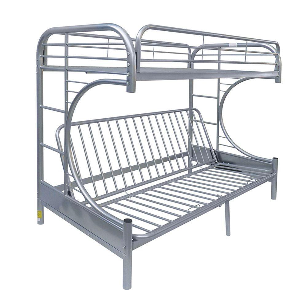 Silver Twin XL Over Queen Futon Bunk Bed - FurniFindUSA