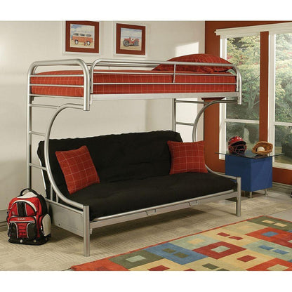 Silver Twin XL Over Queen Futon Bunk Bed - FurniFindUSA