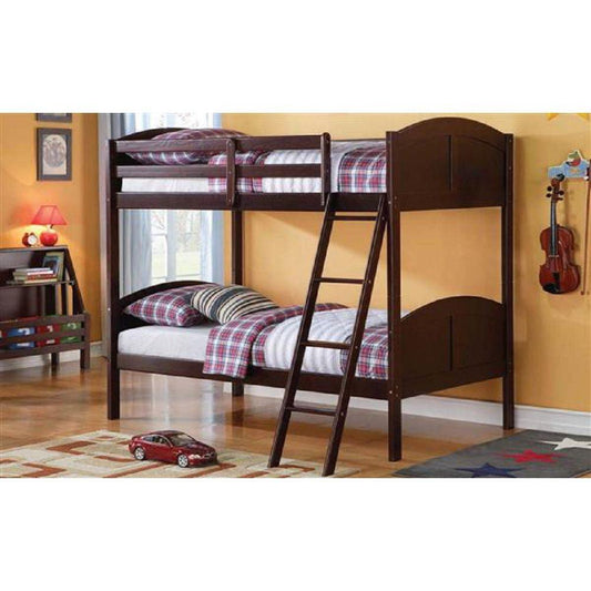 Brown Twin Over Twin Classic Bunk Bed - FurniFindUSA