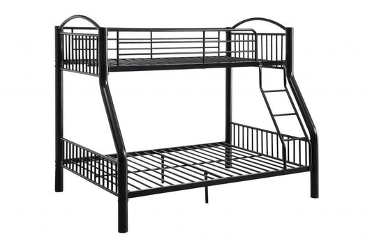 Black Traditional Twin Over Full Bunk Bed - FurniFindUSA