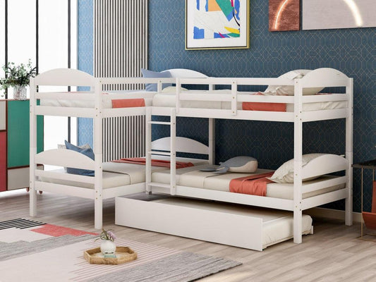 White Twin Contemporary Manufactured Wood and Solid Wood Bunk Bed - FurniFindUSA