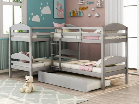 Gray Twin Contemporary Manufactured Wood and Solid Wood Bunk Bed - FurniFindUSA