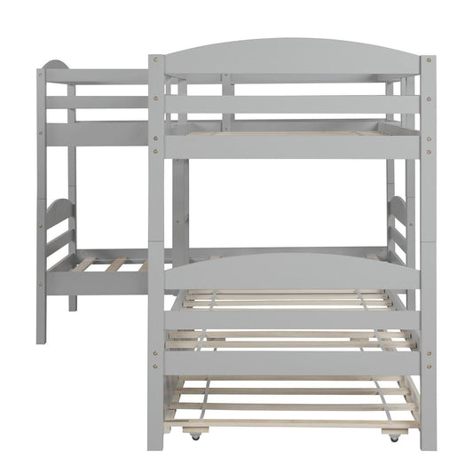 Gray Twin Contemporary Manufactured Wood and Solid Wood Bunk Bed - FurniFindUSA