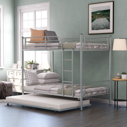 Silver Twin over Twin Traditional Steel Bunk Bed - FurniFindUSA