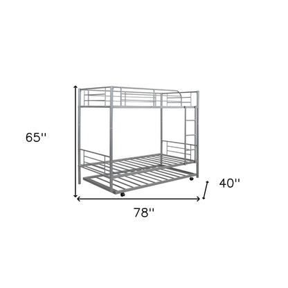 Silver Twin over Twin Traditional Steel Bunk Bed - FurniFindUSA