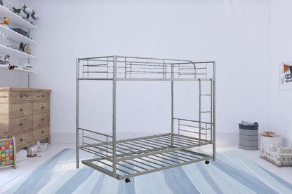 Silver Twin over Twin Traditional Steel Bunk Bed - FurniFindUSA