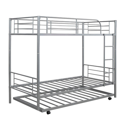 Silver Twin over Twin Traditional Steel Bunk Bed - FurniFindUSA