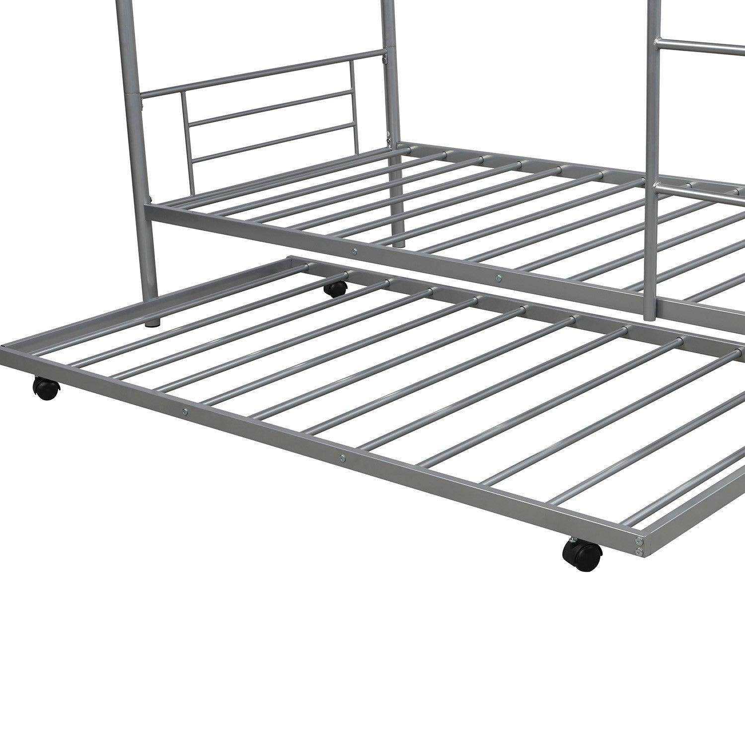 Silver Twin over Twin Traditional Steel Bunk Bed - FurniFindUSA