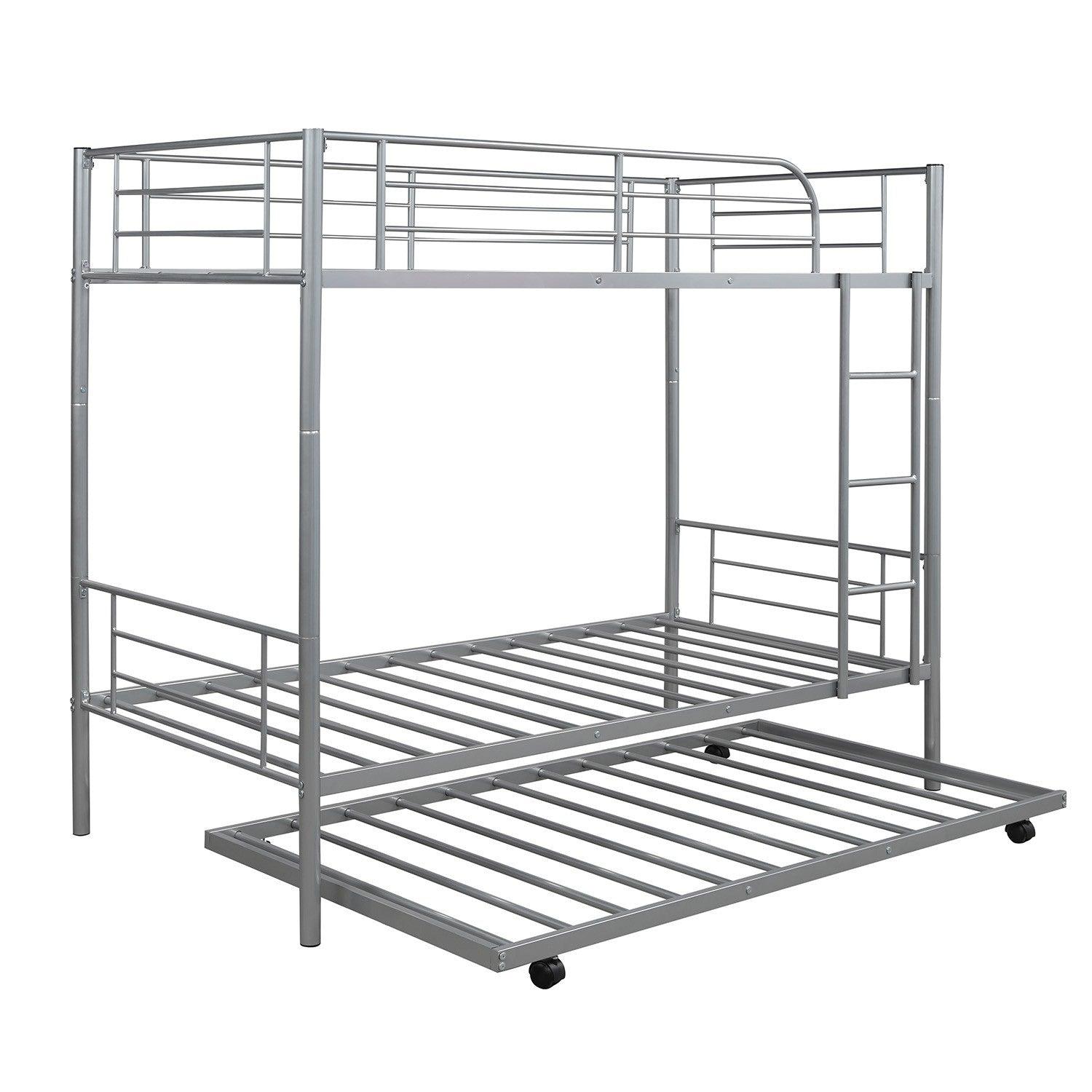 Silver Twin over Twin Traditional Steel Bunk Bed - FurniFindUSA