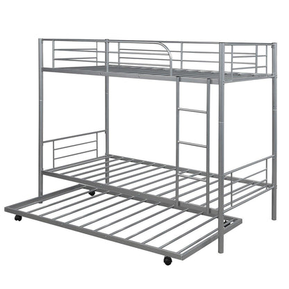 Silver Twin over Twin Traditional Steel Bunk Bed - FurniFindUSA