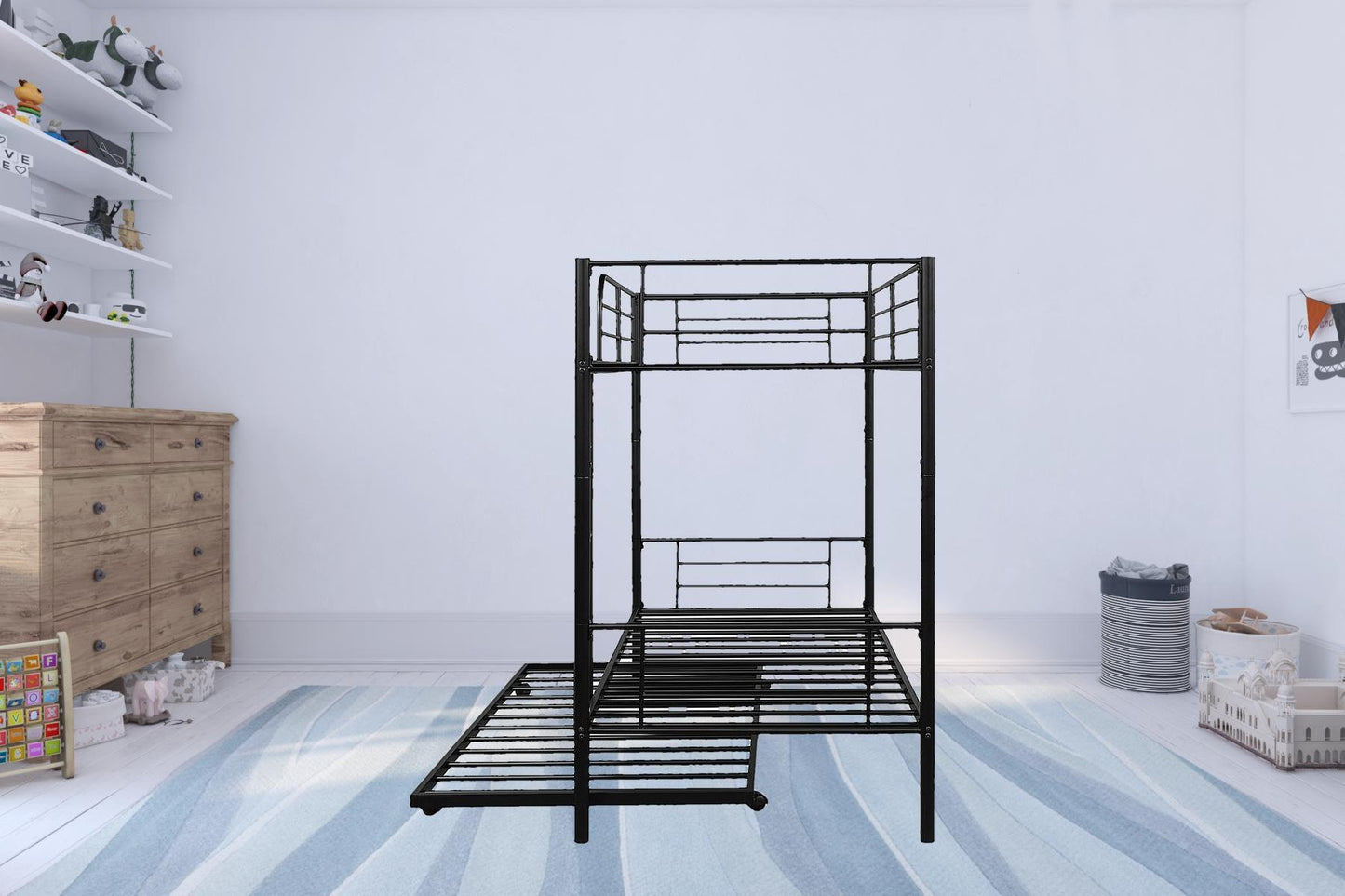 Black Twin over Twin Traditional Steel Bunk Bed - FurniFindUSA