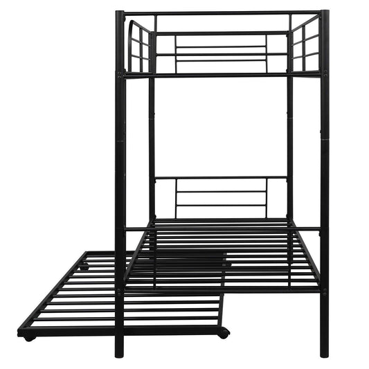 Black Twin over Twin Traditional Steel Bunk Bed - FurniFindUSA