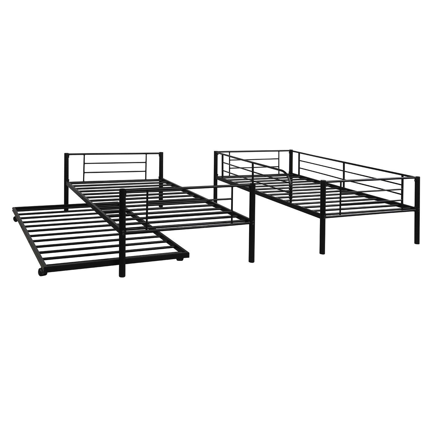 Black Twin over Twin Traditional Steel Bunk Bed - FurniFindUSA