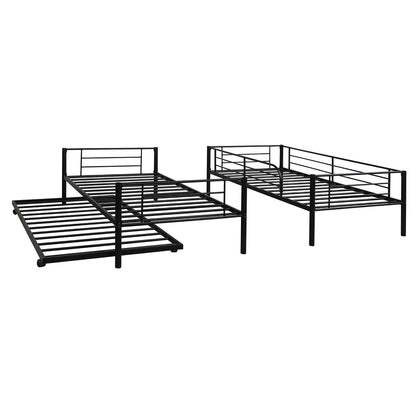 Black Twin over Twin Traditional Steel Bunk Bed - FurniFindUSA