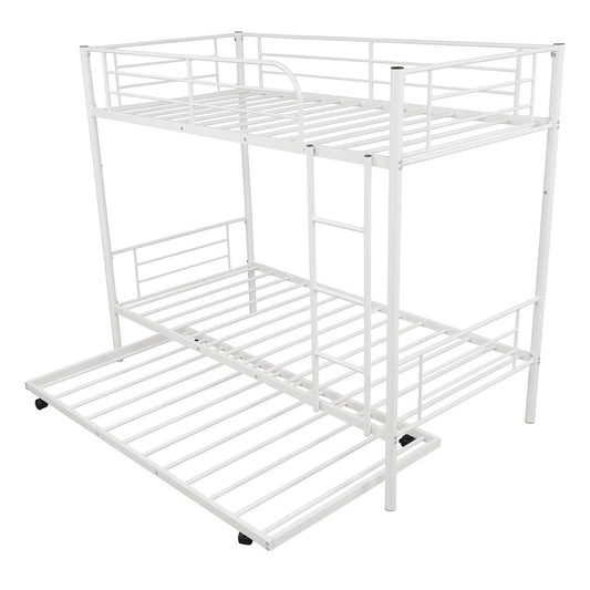 White Twin over Twin Traditional Steel Bunk Bed - FurniFindUSA