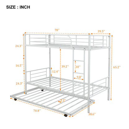 White Twin over Twin Traditional Steel Bunk Bed