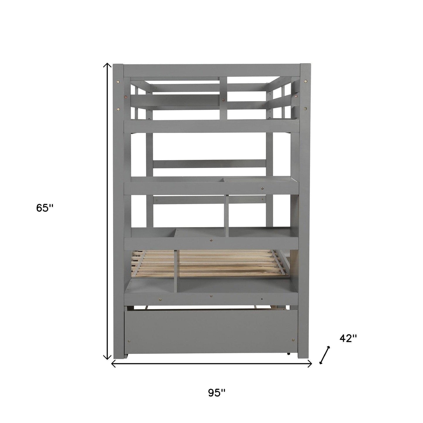 Gray Twin Over Twin Contemporary Bunk Bed With Stairs - FurniFindUSA