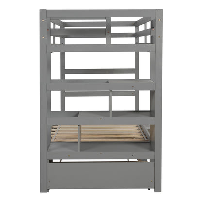 Gray Twin Over Twin Contemporary Bunk Bed With Stairs