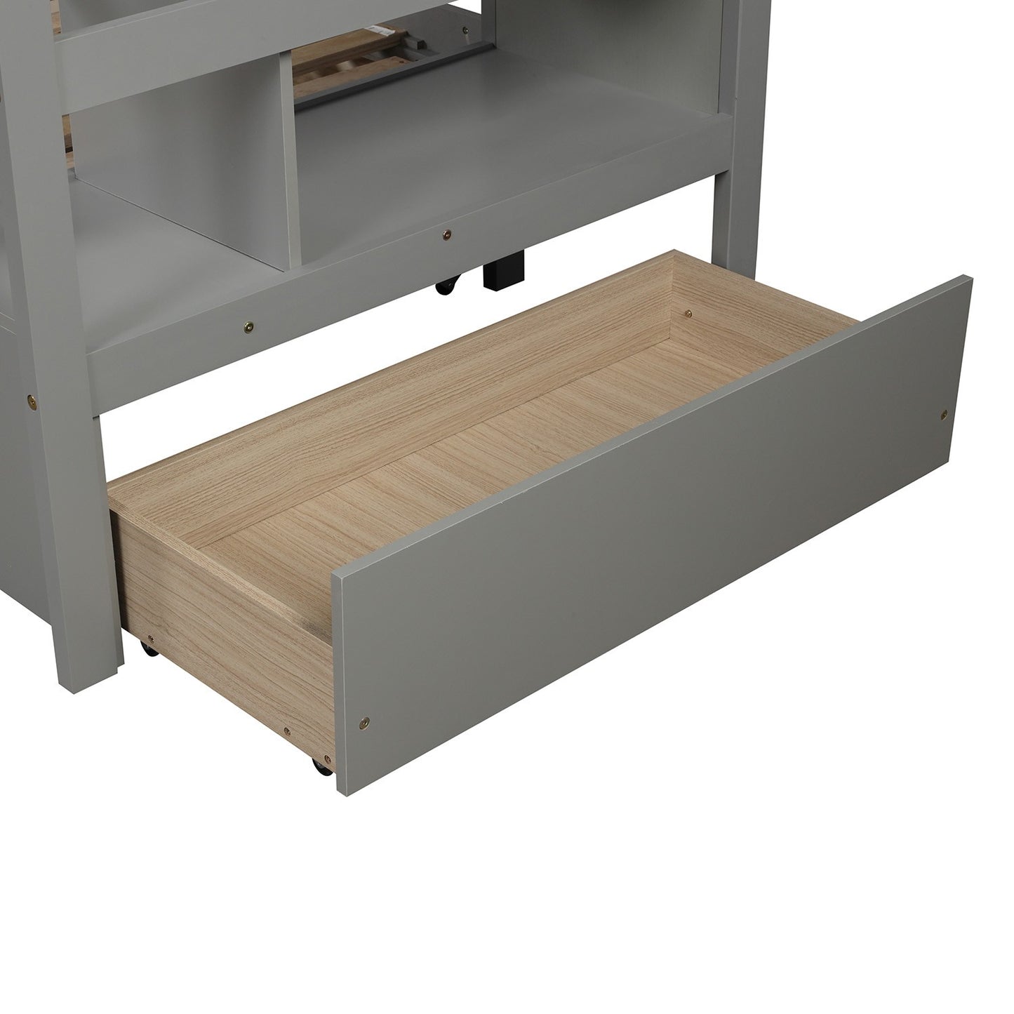 Gray Twin Over Twin Contemporary Bunk Bed With Stairs