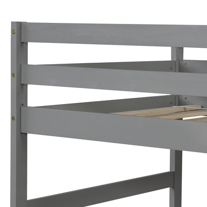 Gray Twin Over Twin Contemporary Bunk Bed With Stairs - FurniFindUSA