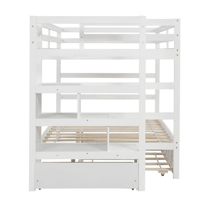 White Full Over Full Contemporary Bunk Bed With Stairs - FurniFindUSA