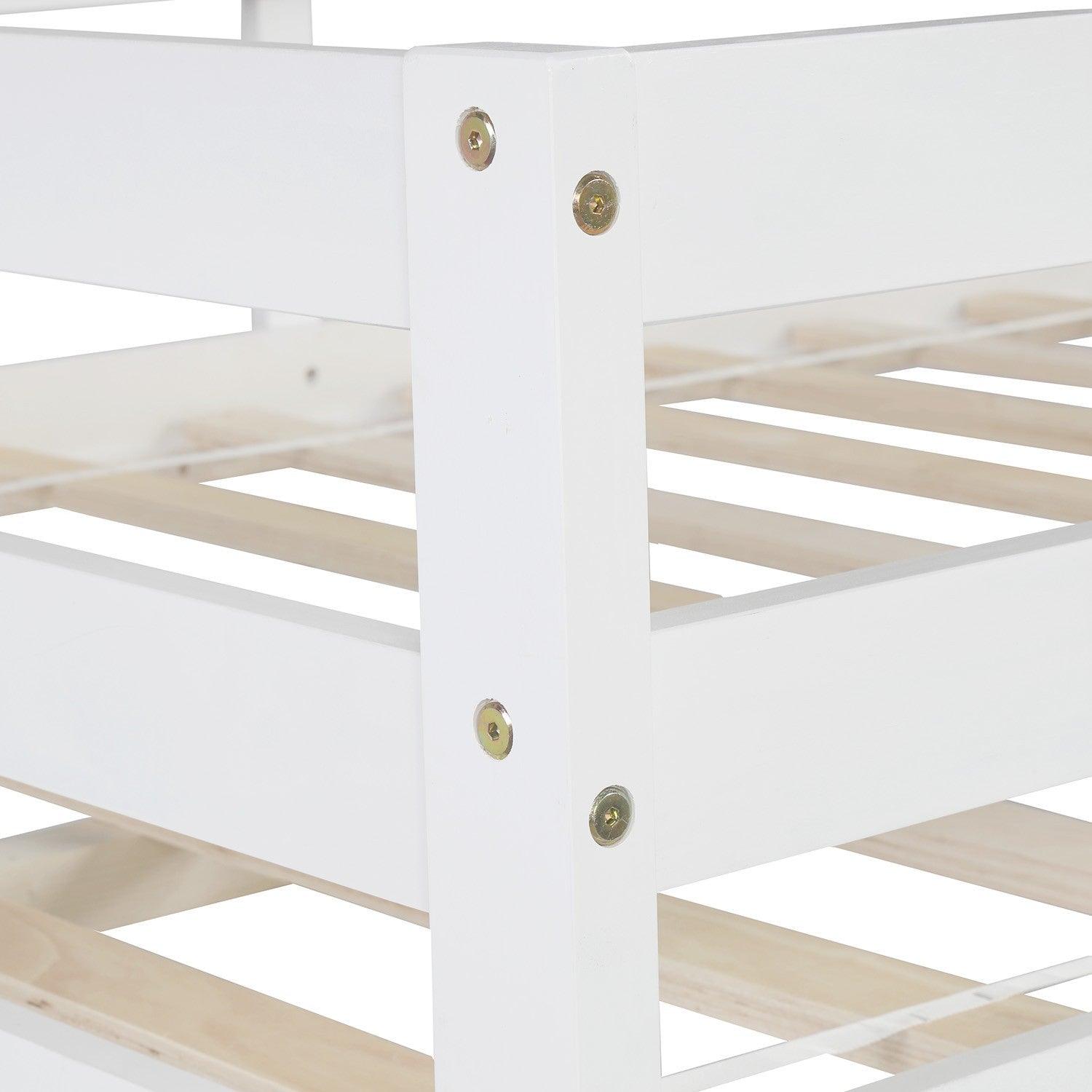 White Full Over Full Contemporary Bunk Bed With Stairs - FurniFindUSA