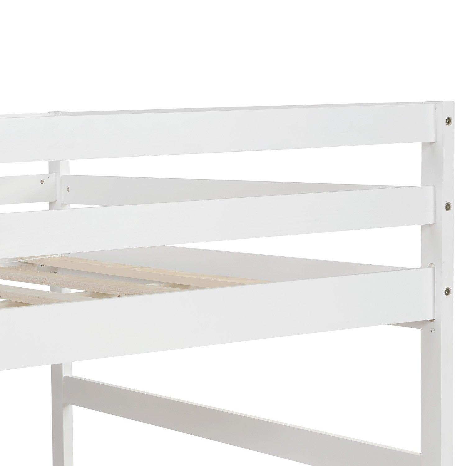 White Full Over Full Contemporary Bunk Bed With Stairs - FurniFindUSA