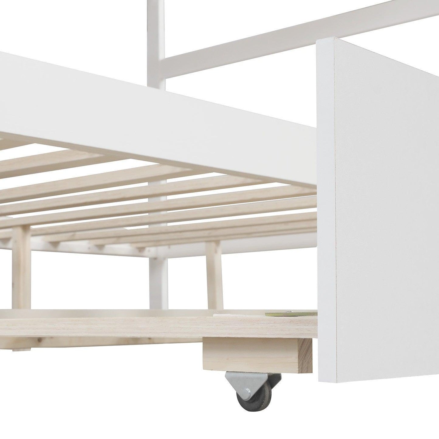 White Full Over Full Contemporary Bunk Bed With Stairs - FurniFindUSA