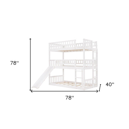 White Twin over Twin over Twin Contemporary Manufactured Wood and Solid Wood Bunk Bed - FurniFindUSA