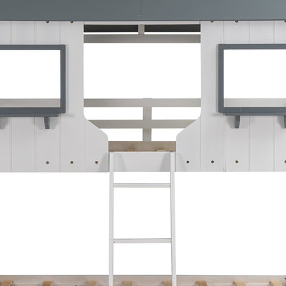 White Twin Over Twin Contemporary Bunk Bed