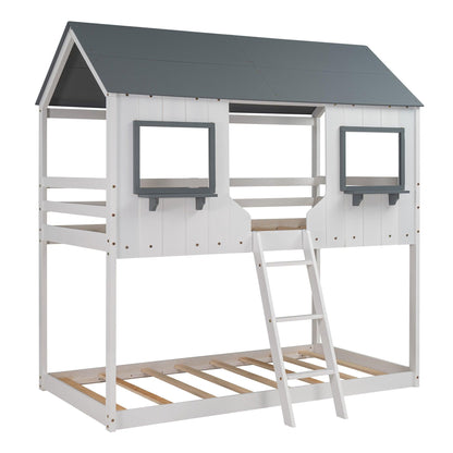 White Twin Over Twin Contemporary Bunk Bed - FurniFindUSA