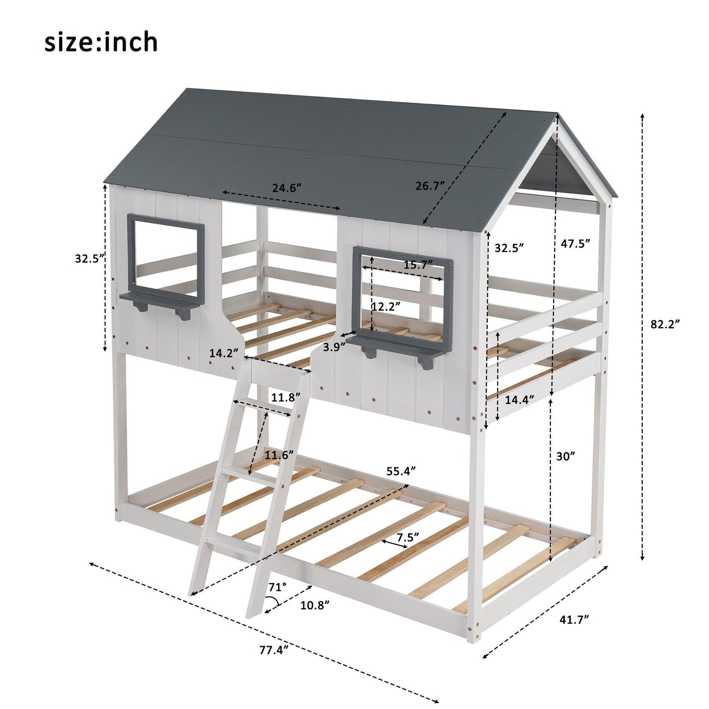 White Twin Over Twin Contemporary Bunk Bed - FurniFindUSA